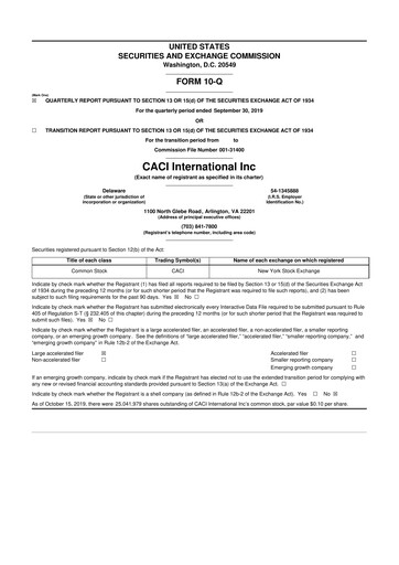 Thumbnail CACI International Inc 10-Q Quarterly Report FY2020 