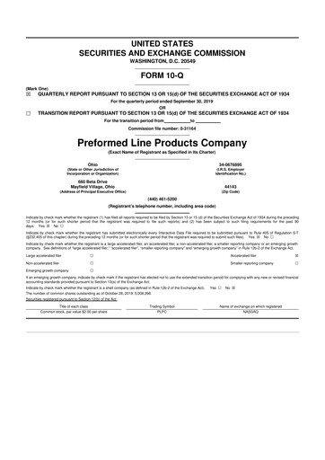 Thumbnail Preformed Line Products 10-Q Quarterly Report FY2019 