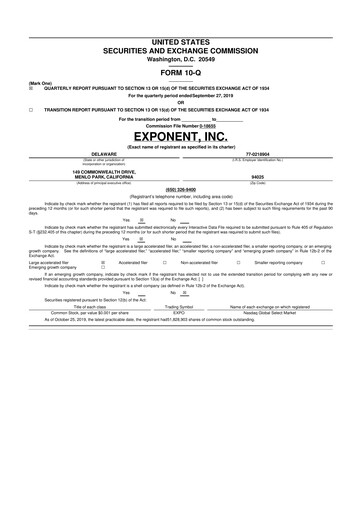 Thumbnail Exponent
 10-Q Quarterly Report FY2019 