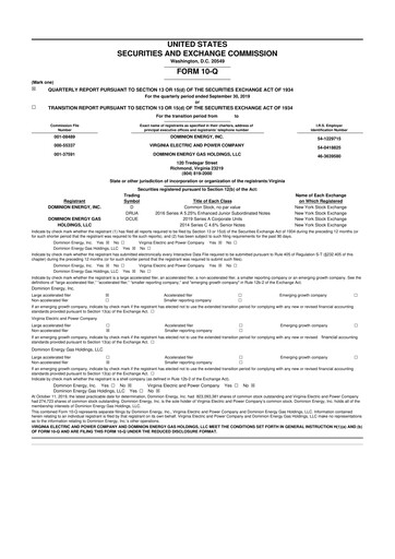 Thumbnail Dominion Energy 10-Q Quarterly Report FY 