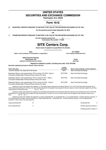 Thumbnail SITE Centers
 10-Q Quarterly Report FY2019 