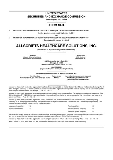 Thumbnail Veradigm 10-Q Quarterly Report FY2019 