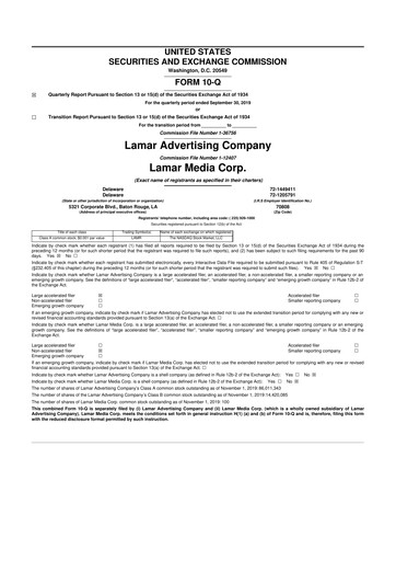Thumbnail Lamar Advertising 10-Q Quarterly Report FY 