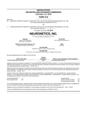 Thumbnail Neuronetics 10-Q Quarterly Report FY2019 