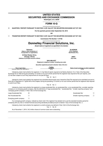 Vorschaubild Donnelley Financial Solutions
 10-Q Quartalsbericht 2019 