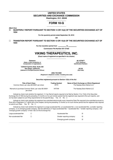 Thumbnail Viking Therapeutics
 10-Q Quarterly Report FY2019 