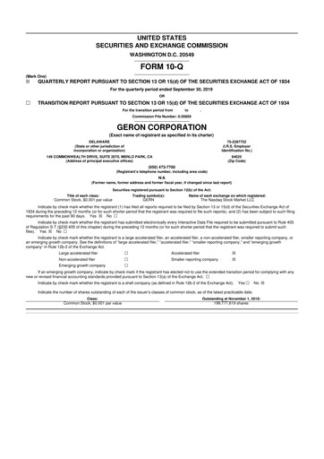 Thumbnail Geron 10-Q Quarterly Report FY2019 