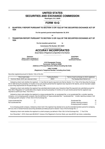 Miniature Accuray 10-Q Rapport trimestriel 2020 