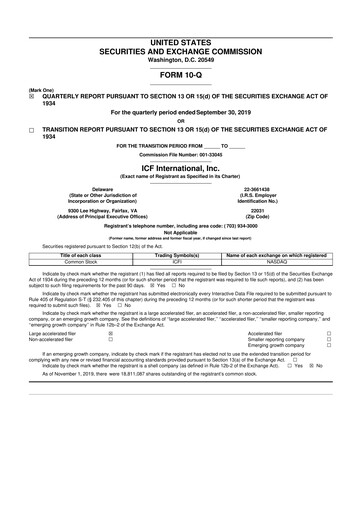 Thumbnail ICF International 10-Q Quarterly Report FY2019 