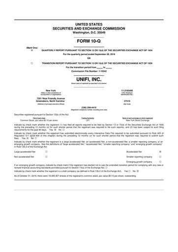 Vorschaubild Unifi 10-Q Quartalsbericht 2020 