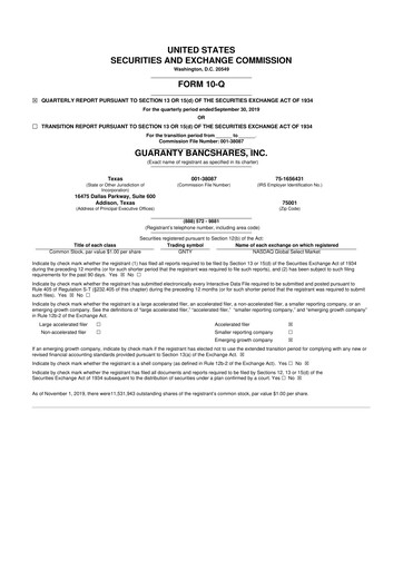 Thumbnail Guaranty Bancshares 10-Q Quarterly Report FY2019 