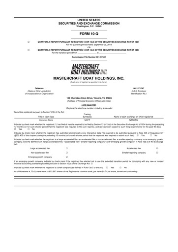 Thumbnail MasterCraft Boat 10-Q Quarterly Report FY2020 