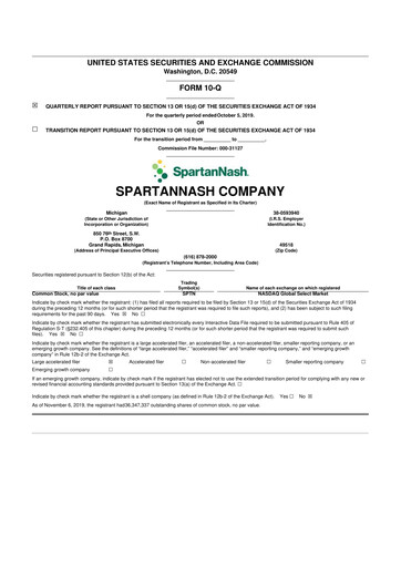 Thumbnail SpartanNash
 10-Q Quarterly Report FY2019 