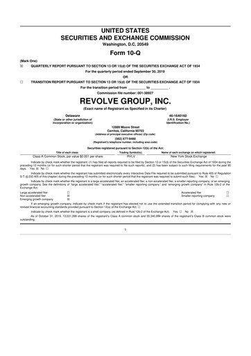 Thumbnail Revolve Group 10-Q Quarterly Report FY2019 