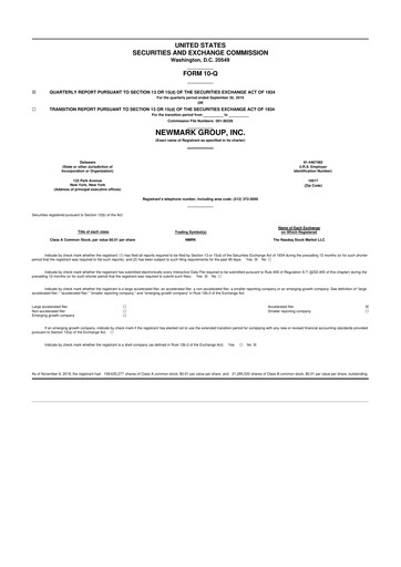 Miniature Newmark 10-Q Rapport trimestriel 2019 