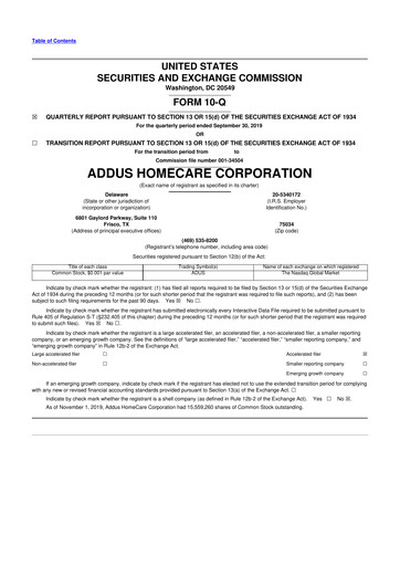 Vorschaubild 
Addus HomeCare 10-Q Quartalsbericht 2019 