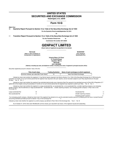 Vorschaubild Genpact 10-Q Quartalsbericht 2019 