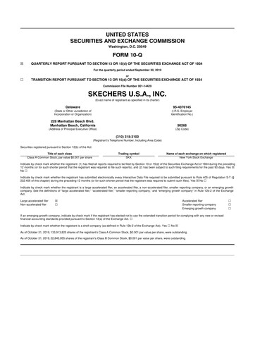 Thumbnail Skechers
 10-Q Quarterly Report FY 