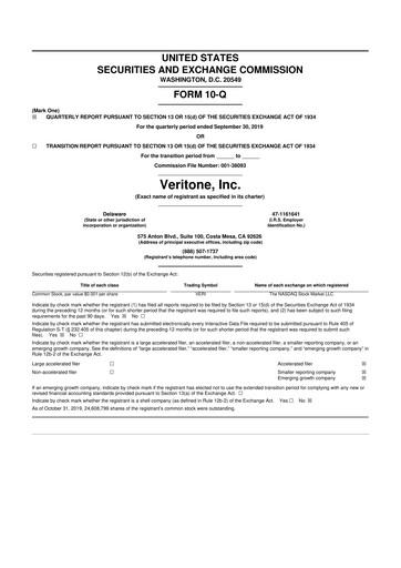 Thumbnail Veritone 10-Q Quarterly Report FY2019 