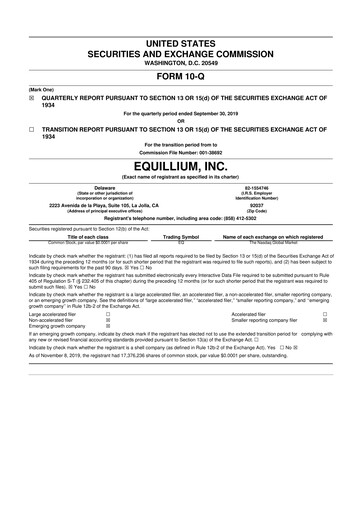 Thumbnail Equillium 10-Q Quarterly Report FY2019 