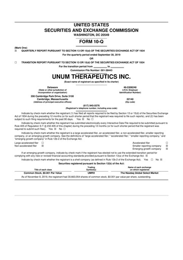 Miniature Cogent Biosciences 10-Q Rapport trimestriel 2019 