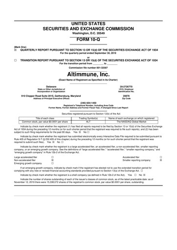 Thumbnail Altimmune 10-Q Quarterly Report FY2019 