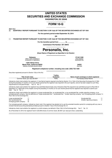 Thumbnail Personalis 10-Q Quarterly Report FY 