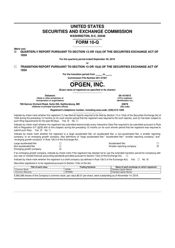 Thumbnail OpGen
 10-Q Quarterly Report FY2019 