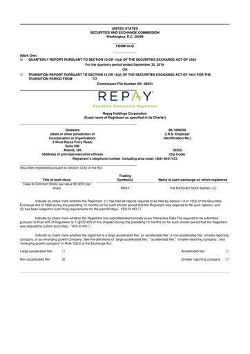 Thumbnail Repay Holdings 10-Q Quarterly Report FY 