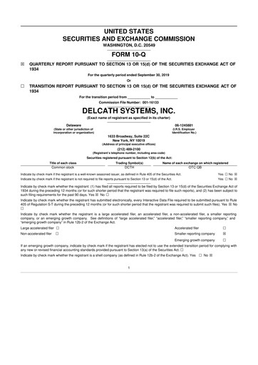 Vorschaubild Delcath Systems 10-Q Quartalsbericht 2019 