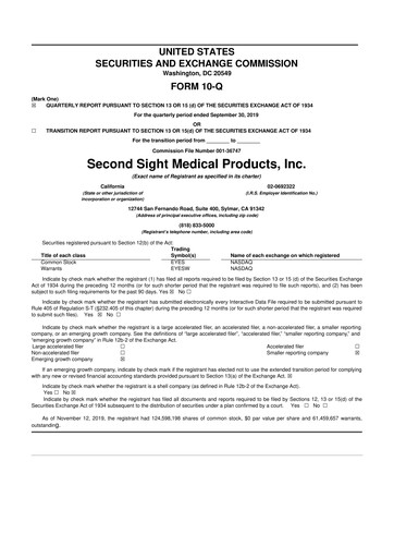 Vorschaubild Vivani Medical 10-Q Quartalsbericht 2019 