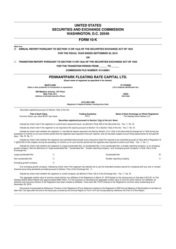 Thumbnail PennantPark Floating Rate Capital Ltd.
 10-K Annual Report 