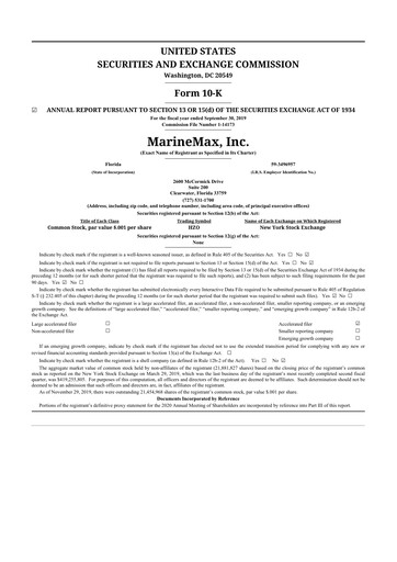 Thumbnail MarineMax 10-K Annual Report 2019