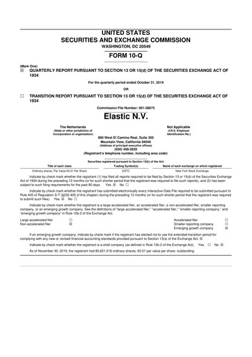 Thumbnail Elastic NV
 10-Q Quarterly Report FY2020 