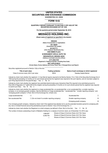Thumbnail MediaCo Holding 10-Q Quarterly Report FY2019 