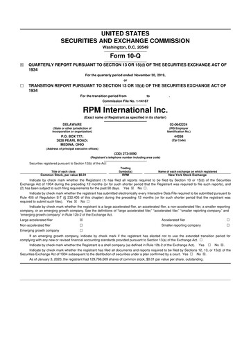 Thumbnail RPM International
 10-Q Quarterly Report FY 