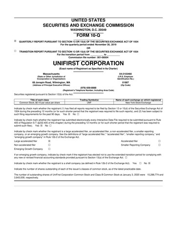 Thumbnail UniFirst 10-Q Quarterly Report FY 