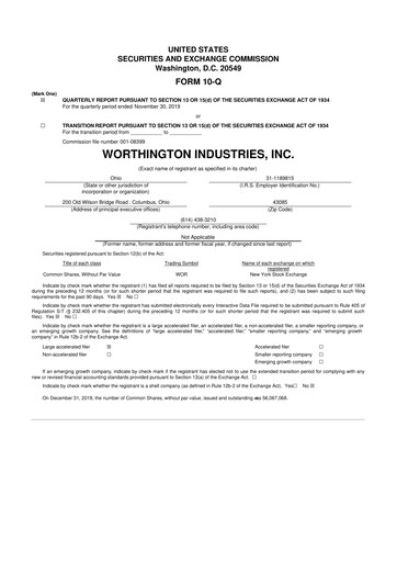 Thumbnail Worthington Enterprises 10-Q Quarterly Report FY2020 