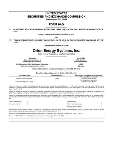 Thumbnail Orion Energy Systems
 10-Q Quarterly Report FY2020 