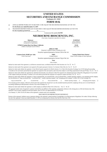 Thumbnail Neurocrine Biosciences
 10-K Annual Report 2019