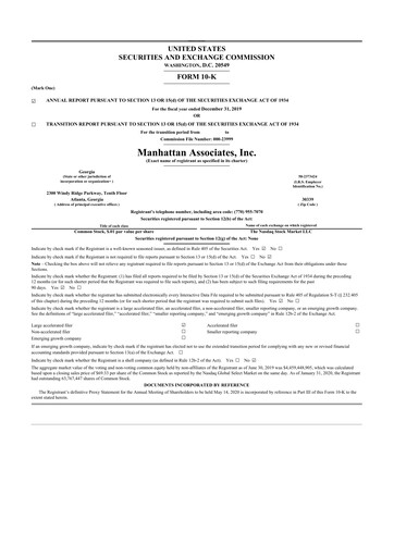 Thumbnail Manhattan Associates
 10-K Annual Report 2019