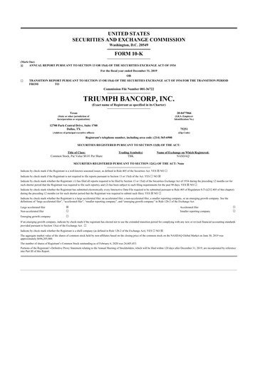 Thumbnail Triumph Financial 10-K Annual Report 2019