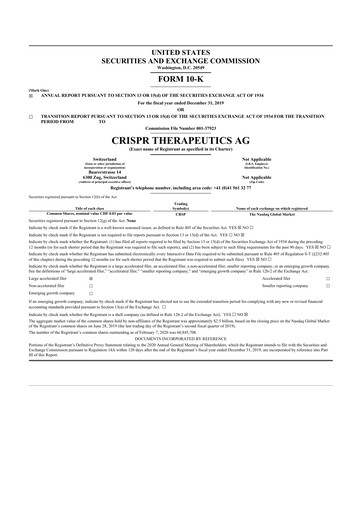 Thumbnail CRISPR Therapeutics 10-K Annual Report 2019