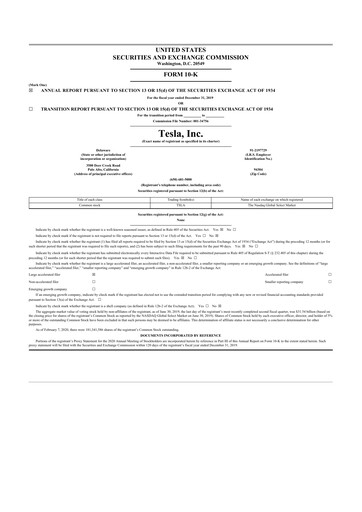 Thumbnail Tesla 10-K Annual Report 2019