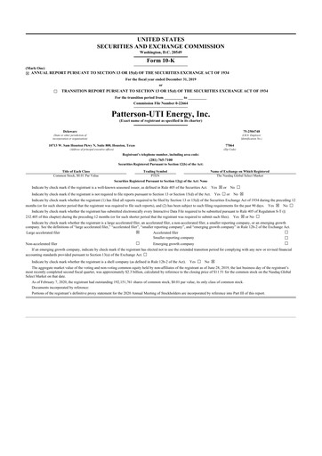 Thumbnail Patterson-UTI Energy 10-K Annual Report 2019