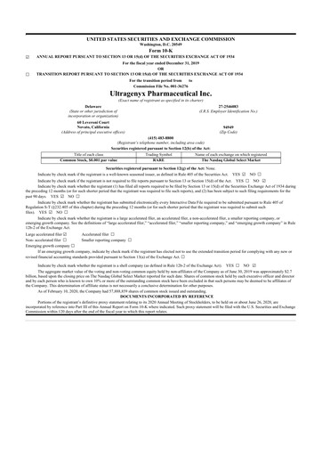 Thumbnail Ultragenyx Pharmaceutical 10-K Annual Report 2019