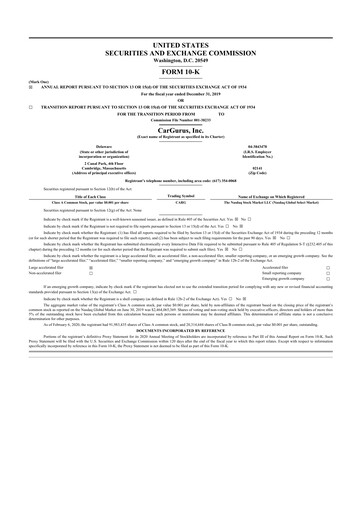 Miniature CarGurus 10-K Rapport annuel 