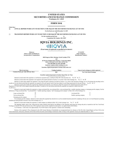 Thumbnail IQVIA 10-K Annual Report 2019