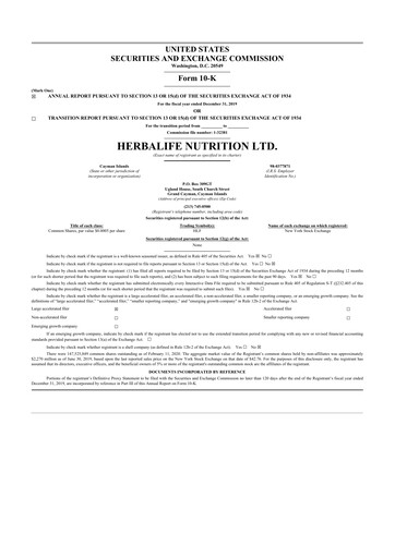 Thumbnail Herbalife 10-K Annual Report 2019