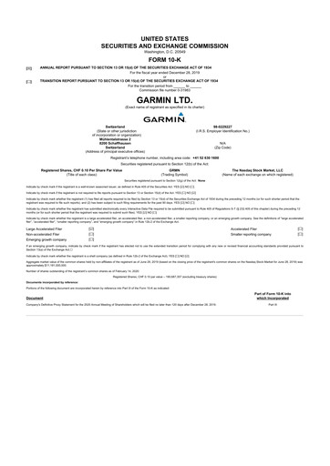 Thumbnail Garmin 10-K Annual Report 2019